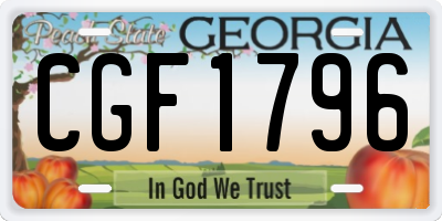 GA license plate CGF1796