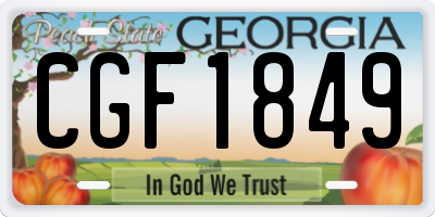 GA license plate CGF1849