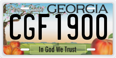 GA license plate CGF1900