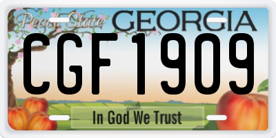 GA license plate CGF1909