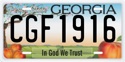 GA license plate CGF1916
