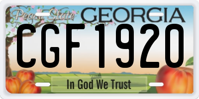 GA license plate CGF1920