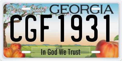 GA license plate CGF1931