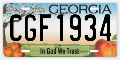 GA license plate CGF1934