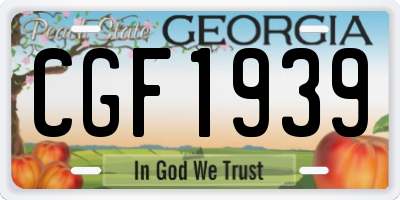 GA license plate CGF1939