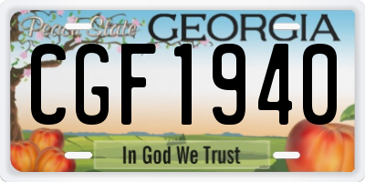 GA license plate CGF1940