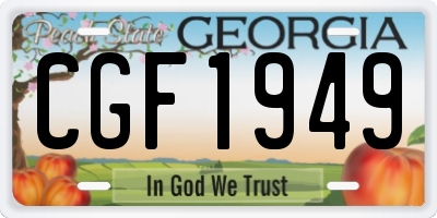 GA license plate CGF1949