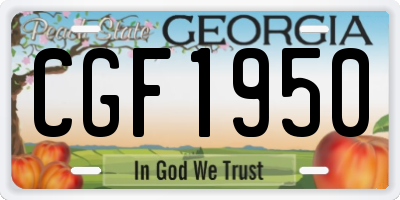 GA license plate CGF1950