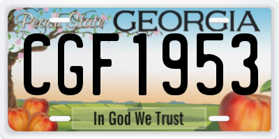 GA license plate CGF1953