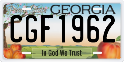 GA license plate CGF1962