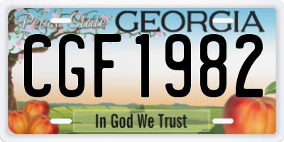 GA license plate CGF1982