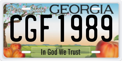 GA license plate CGF1989