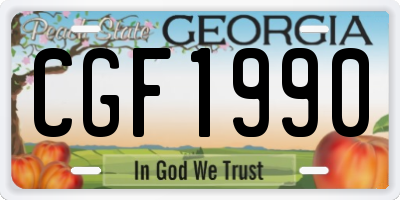GA license plate CGF1990