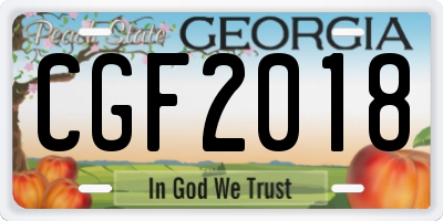 GA license plate CGF2018
