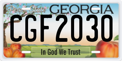 GA license plate CGF2030