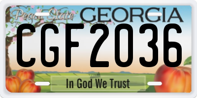 GA license plate CGF2036