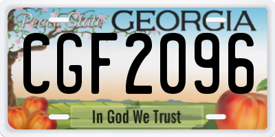 GA license plate CGF2096