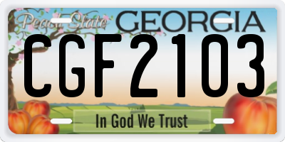 GA license plate CGF2103