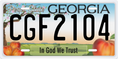 GA license plate CGF2104