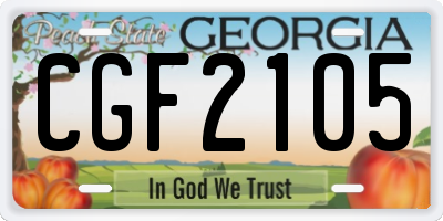 GA license plate CGF2105