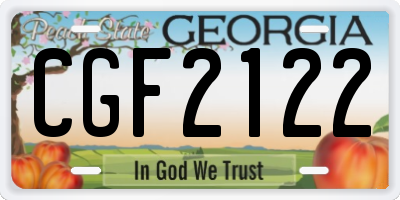 GA license plate CGF2122
