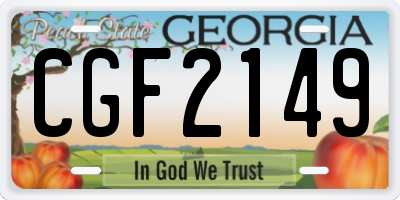 GA license plate CGF2149