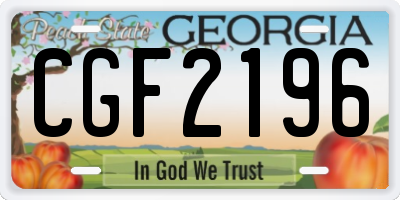 GA license plate CGF2196