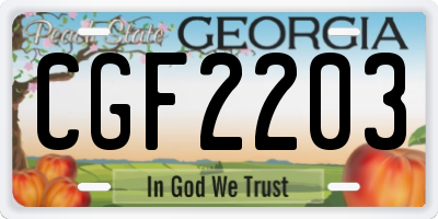 GA license plate CGF2203