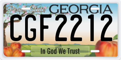 GA license plate CGF2212