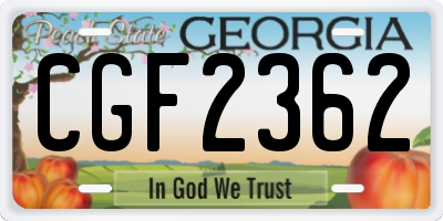 GA license plate CGF2362