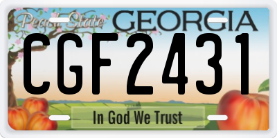 GA license plate CGF2431