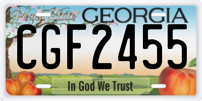 GA license plate CGF2455