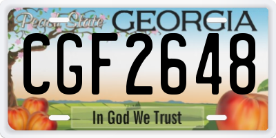 GA license plate CGF2648