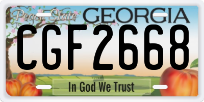 GA license plate CGF2668