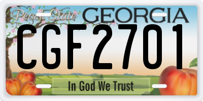 GA license plate CGF2701