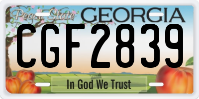 GA license plate CGF2839