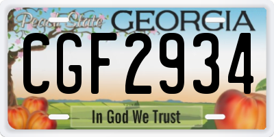 GA license plate CGF2934