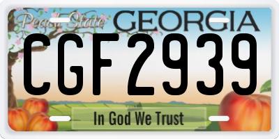 GA license plate CGF2939
