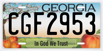 GA license plate CGF2953