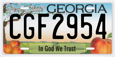 GA license plate CGF2954