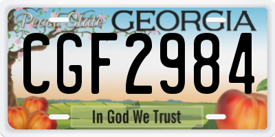 GA license plate CGF2984