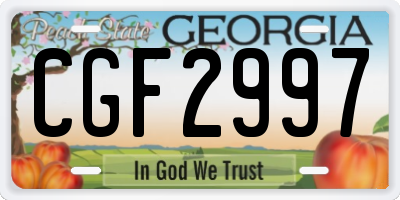 GA license plate CGF2997