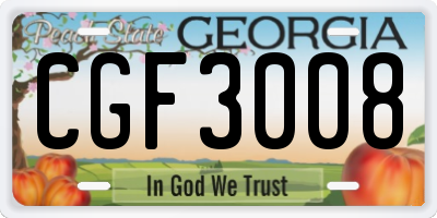 GA license plate CGF3008