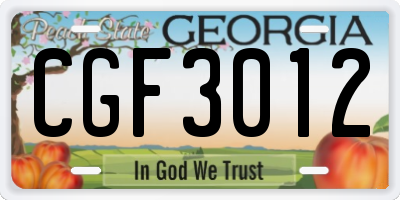 GA license plate CGF3012