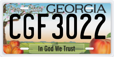 GA license plate CGF3022