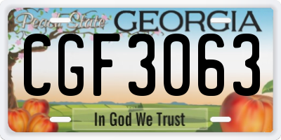 GA license plate CGF3063