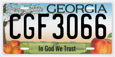 GA license plate CGF3066