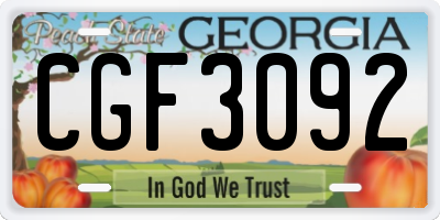 GA license plate CGF3092
