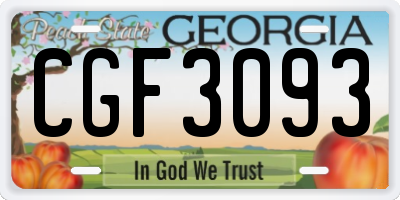 GA license plate CGF3093