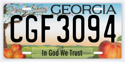 GA license plate CGF3094